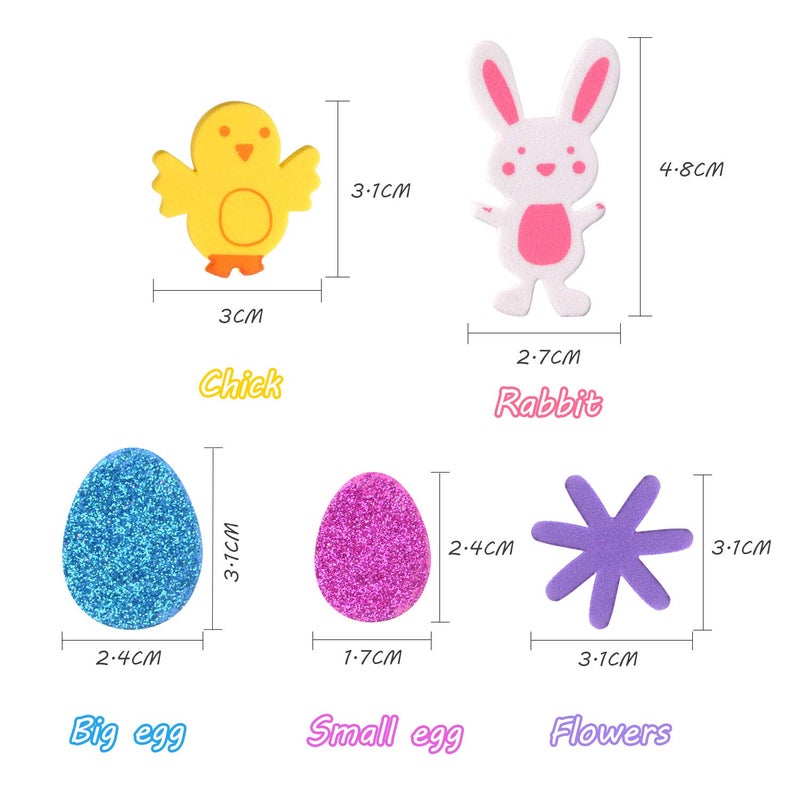 TUPARKA 160 Pcs Easter Foam Stickers Animal Shape Self Adhesive Easter Stickers Glitter Egg Stickers for Easter Day Party Crafts Home Decoration - Image 2